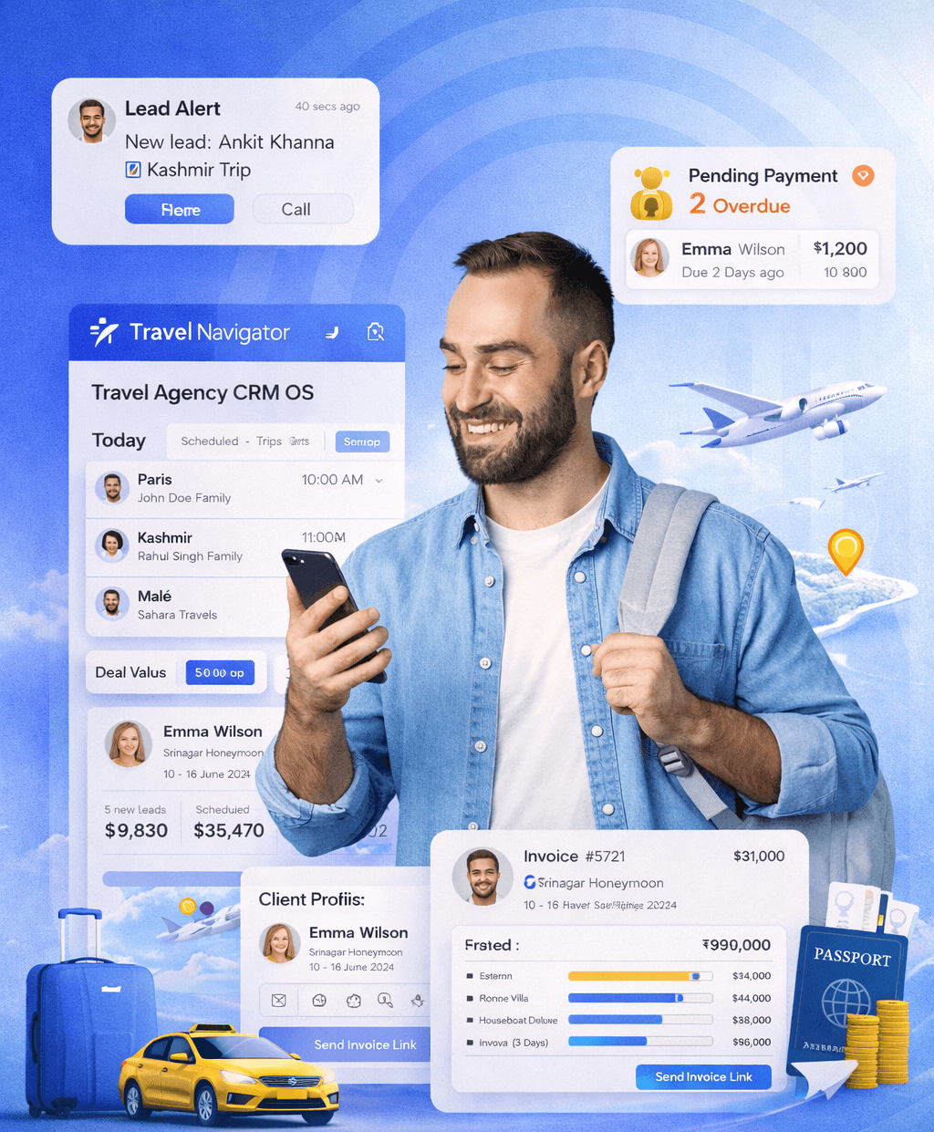 Travel Agency CRM Dashboard Mockup